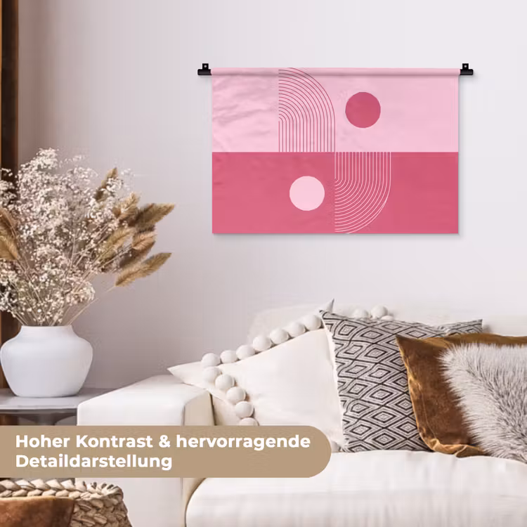 Geometrie - Patroon - Abstract - Roze - Modern Wandkleed katoen klein -tsfeer1_DE