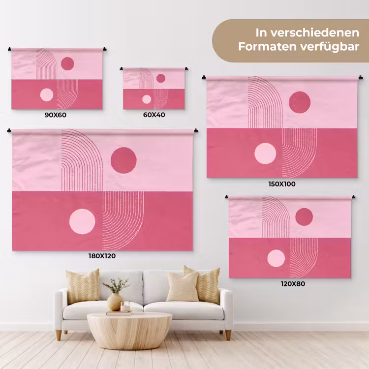Geometrie - Patroon - Abstract - Roze - Modern Wandkleed katoen klein -tsfeer8_DE