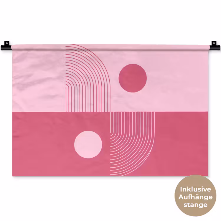Geometrie - Patroon - Abstract - Roze - Modern Wandkleed katoen klein -t3d_DE