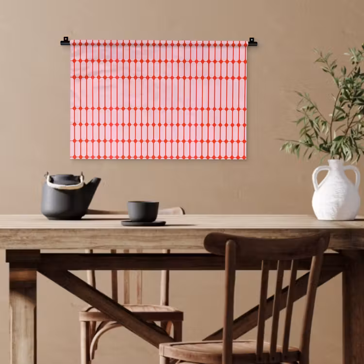 Geometrisch - Minimalistisch - Rood - Roze Wandkleed katoen klein 269 -sfeer6