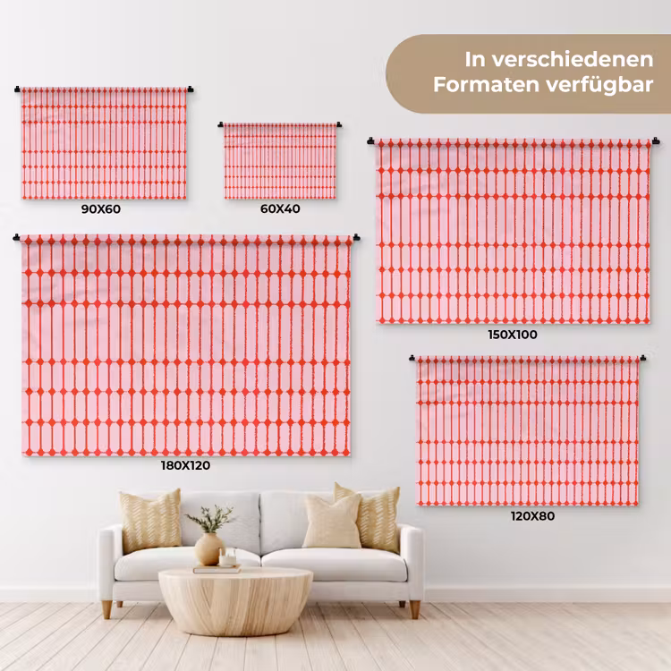 Geometrisch - Minimalistisch - Rood - Roze Wandkleed katoen klein 269 -tsfeer8_DE