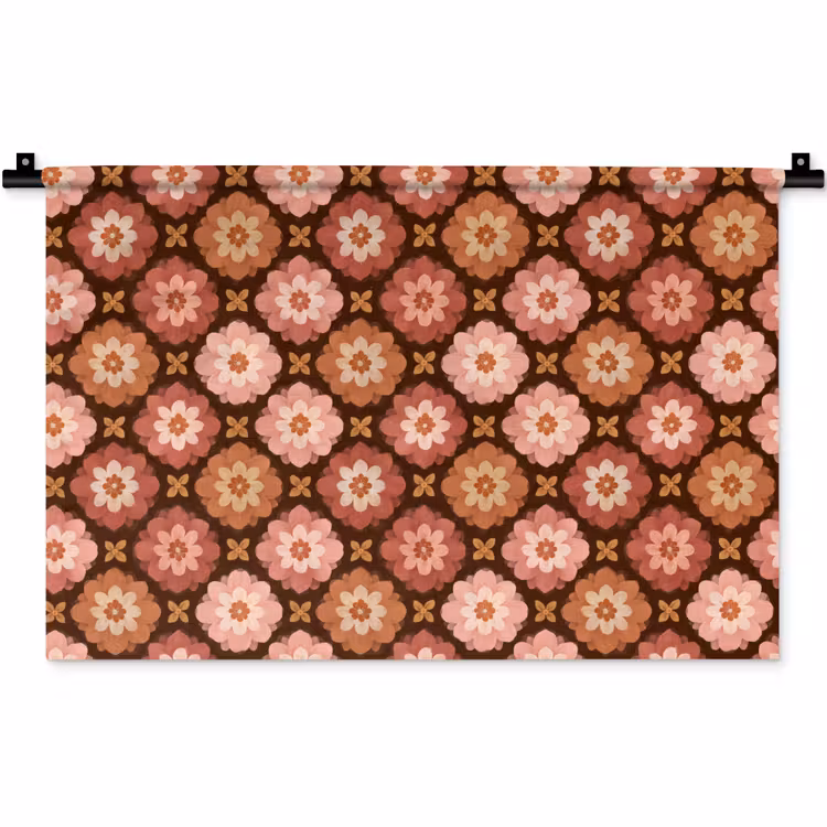 Geometrisch - Bloemen - Kleurrijk Wandkleed katoen klein 269 -zz3d