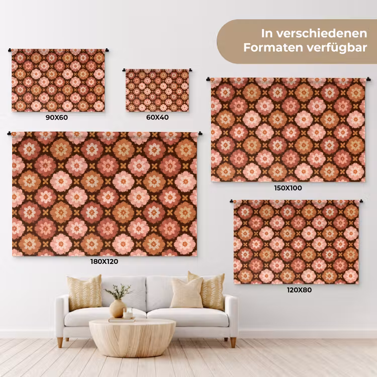 Geometrisch - Bloemen - Kleurrijk Wandkleed katoen klein 269 -tsfeer8_DE