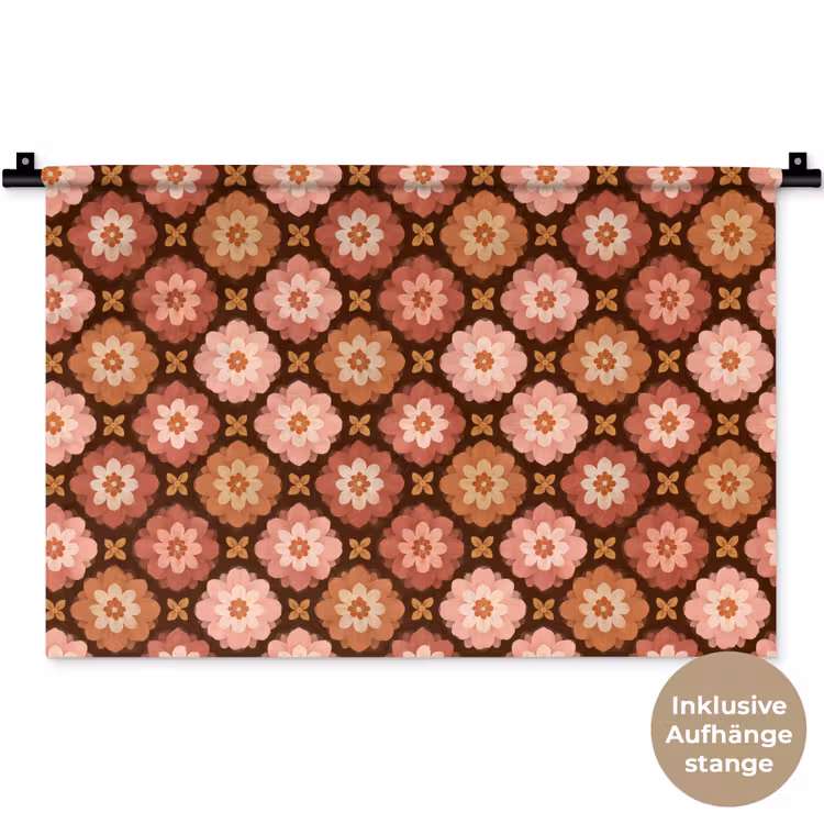 Geometrisch - Bloemen - Kleurrijk Wandkleed katoen klein 269 -t3d_DE
