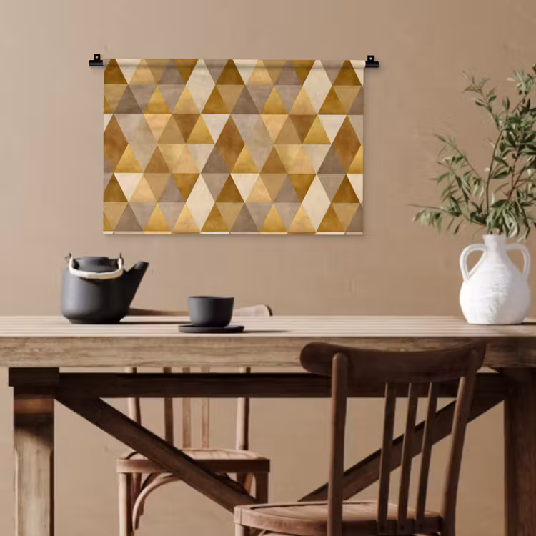 Geometrisch - Driehoek - Goud Wandkleed katoen klein 269 -sfeer6