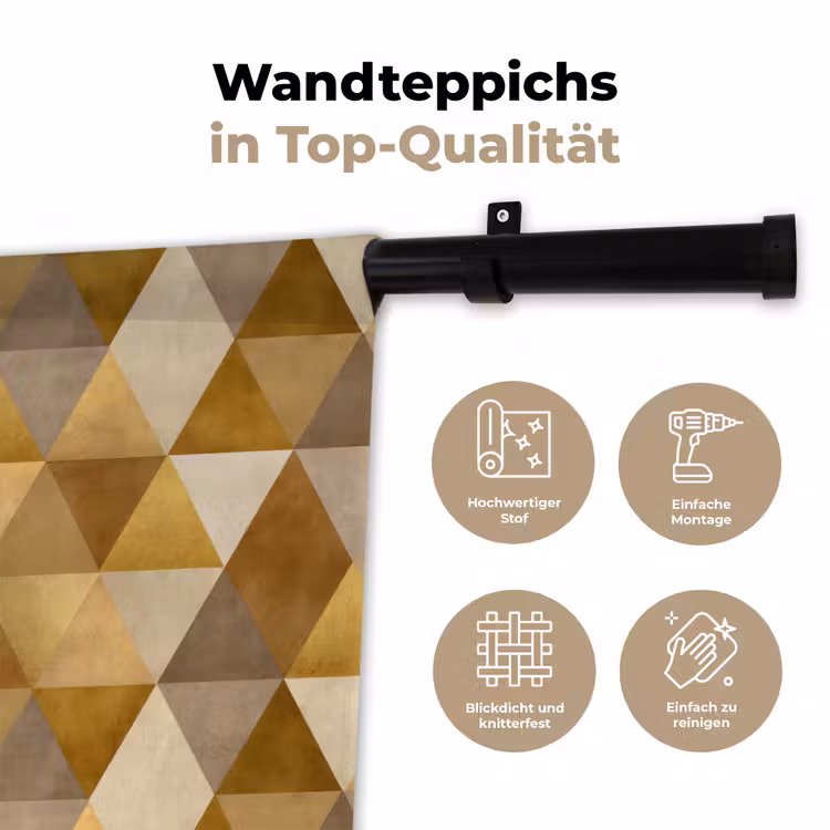 Geometrisch - Driehoek - Goud Wandkleed katoen klein 269 -tsfeer2_DE