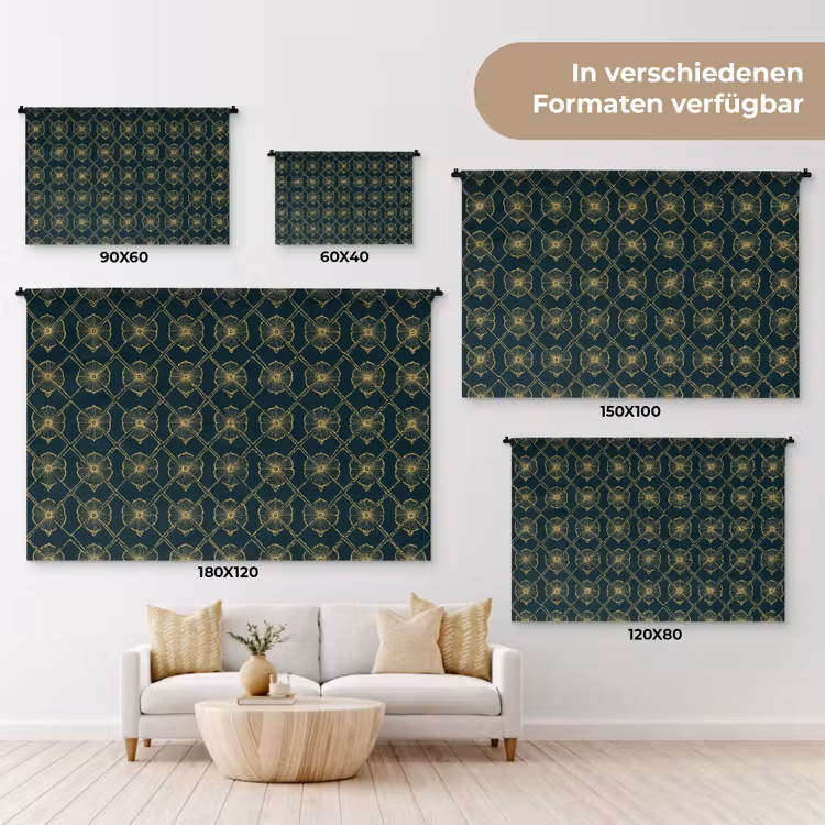 Geometrisch - Elegant - Groen Wandkleed katoen klein 269 -tsfeer8_DE