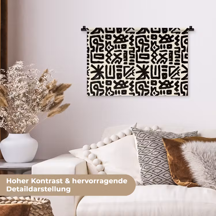Geometrisch - Figuren - Zwart Wandkleed katoen klein 269 -tsfeer1_DE