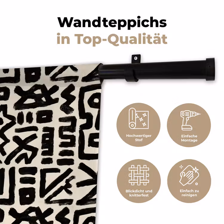Geometrisch - Figuren - Zwart Wandkleed katoen klein 269 -tsfeer2_DE