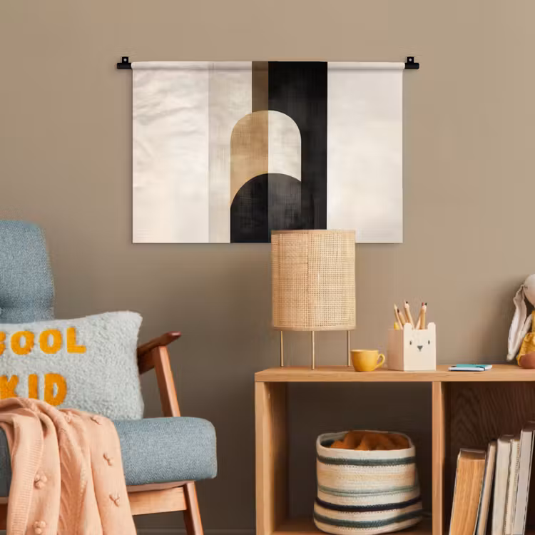 Geometrische - Vormen - Wit Wandkleed katoen klein -wsfeer4_kind
