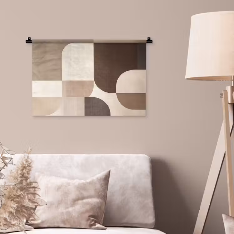 Geometrisch - Geweven structuur - Modern Wandkleed katoen klein -sfeer4