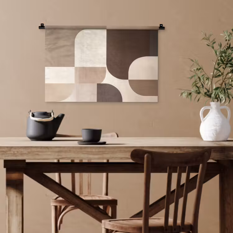 Geometrisch - Geweven structuur - Modern Wandkleed katoen klein -sfeer6