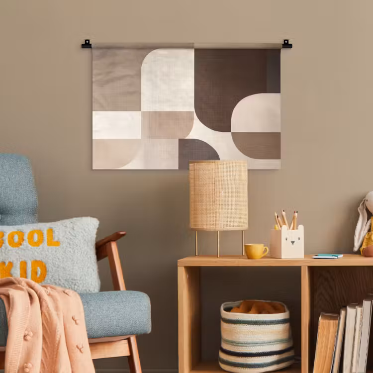 Geometrisch - Geweven structuur - Modern Wandkleed katoen klein -wsfeer4_kind