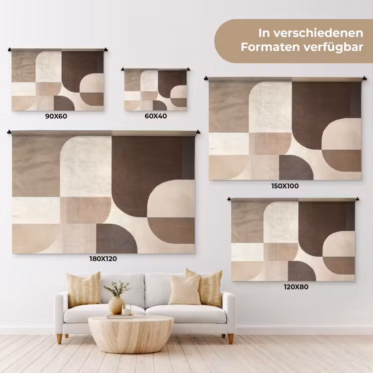 Geometrisch - Geweven structuur - Modern Wandkleed katoen klein -tsfeer8_DE