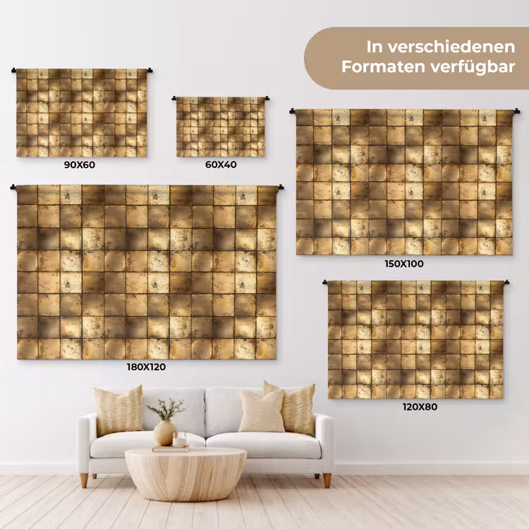 Geometrisch - Tegels - Goud Wandkleed katoen klein 269 -tsfeer8_DE