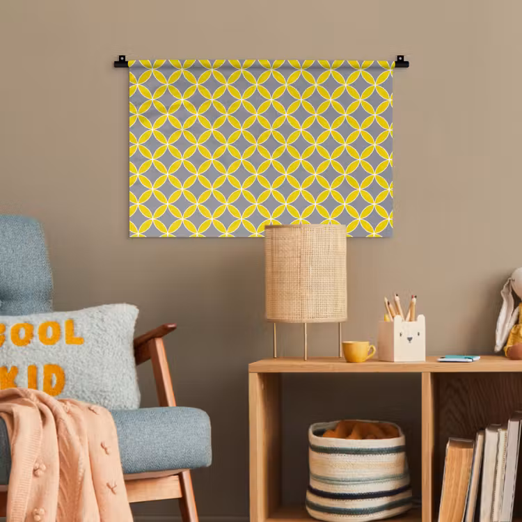 Geometrisch - Cirkels - Modern - Grijs - Geel Wandkleed katoen klein 269 -wsfeer4_kind