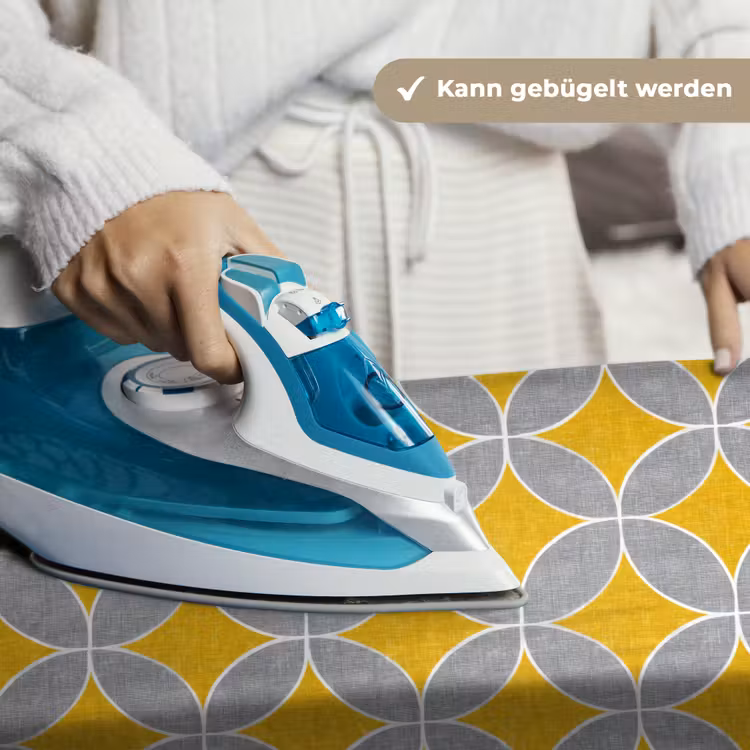 Geometrisch - Cirkels - Textuur - Grijs - Geel Wandkleed katoen klein 269 -tsfeer9_DE