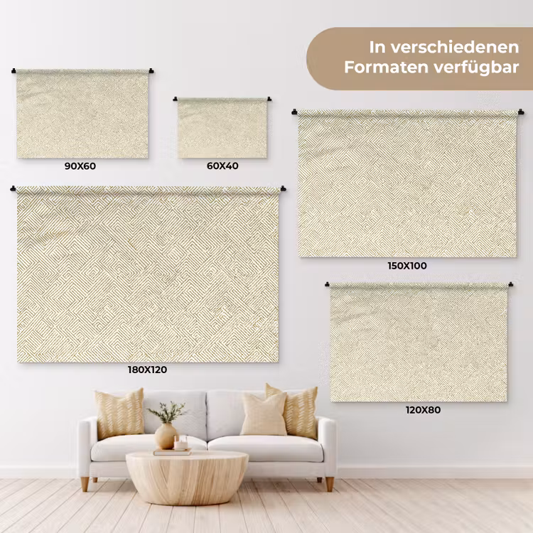 Geometrisch - Lijnen - Groen Wandkleed katoen klein 269 -tsfeer8_DE