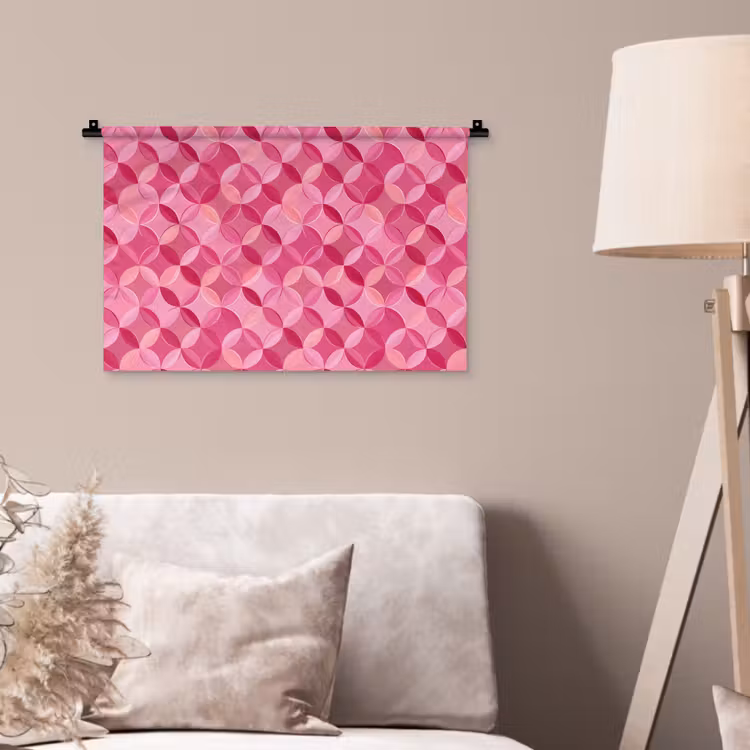 Geometrisch - Mozaïek - Modern - Roze Wandkleed katoen klein 269 -sfeer4