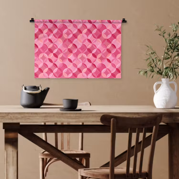 Geometrisch - Mozaïek - Modern - Roze Wandkleed katoen klein 269 -sfeer6