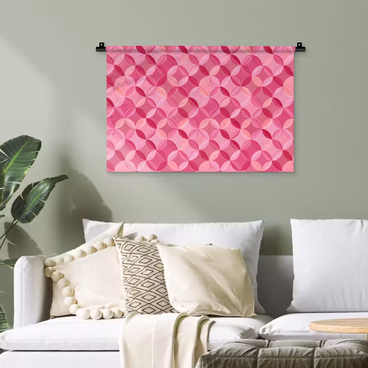 Geometrisch - Mozaïek - Modern - Roze Wandkleed katoen klein 269 -sfeer7