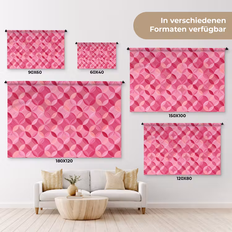 Geometrisch - Mozaïek - Modern - Roze Wandkleed katoen klein 269 -tsfeer8_DE