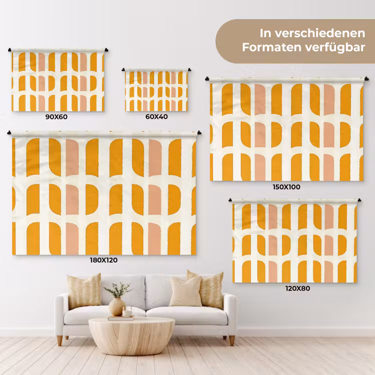 Geometrisch - Patroon - Geel - Roze Wandkleed katoen klein 269 -tsfeer8_DE