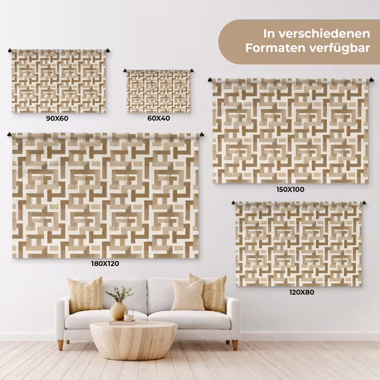 Geometrisch - Retro - Bruin Wandkleed katoen klein 269 -tsfeer8_DE