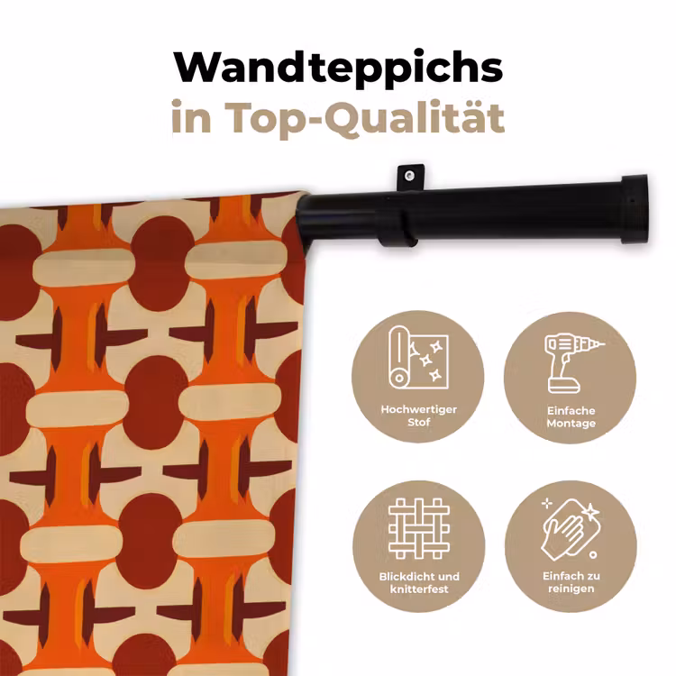 Geometrisch - Retro - Oranje Wandkleed katoen klein 269 -tsfeer2_DE