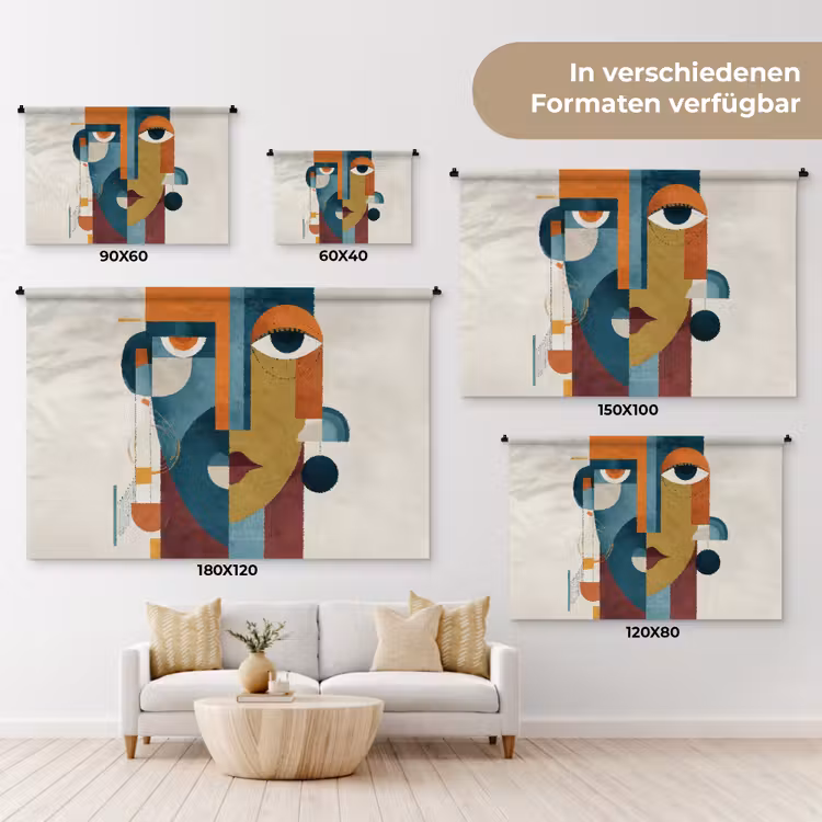 Geometrisch - Strakke vormen - Kleurrijk Wandkleed katoen klein -tsfeer8_DE