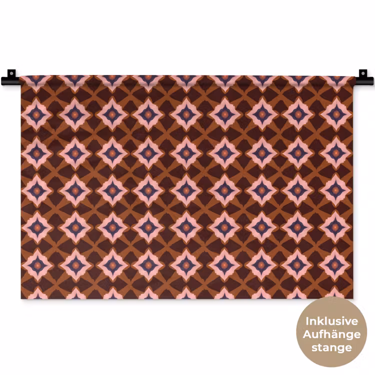 Geometrisch - Sierlijk - Bruin Wandkleed katoen klein 269 -t3d_DE