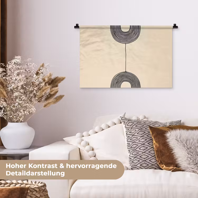 Geometrische bogen - Minimalistisch - Symmetrisch Wandkleed katoen klein -tsfeer1_DE