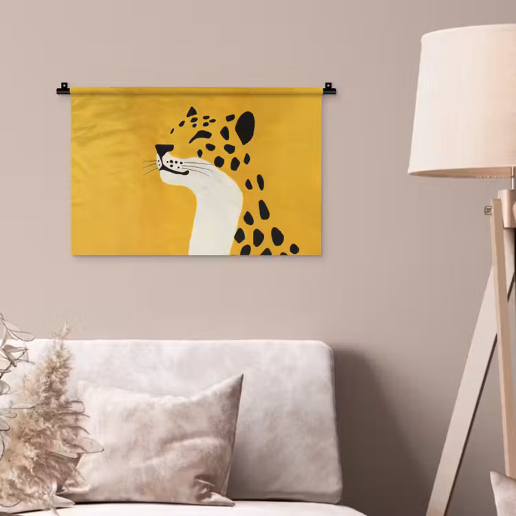Cheetah - Illustratie - Geel Wandkleed katoen klein -sfeer4