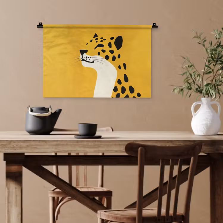 Cheetah - Illustratie - Geel Wandkleed katoen klein -sfeer6