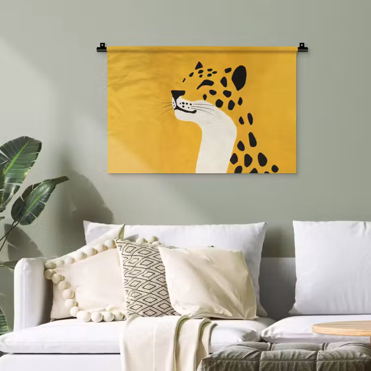 Cheetah - Illustratie - Geel Wandkleed katoen klein -sfeer7