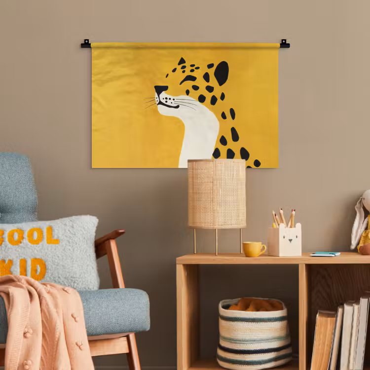 Cheetah - Illustratie - Geel Wandkleed katoen klein -wsfeer4_kind