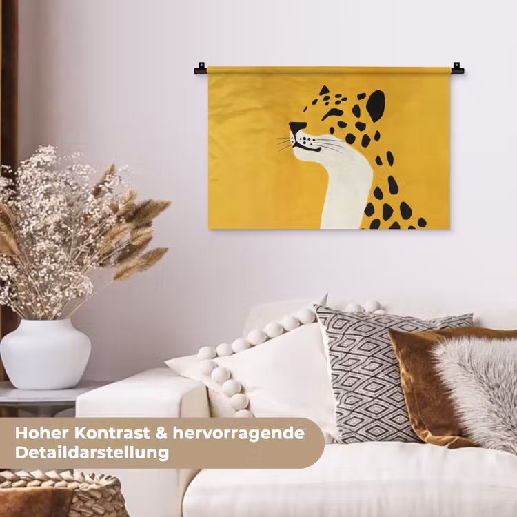 Cheetah - Illustratie - Geel Wandkleed katoen klein -tsfeer1_DE