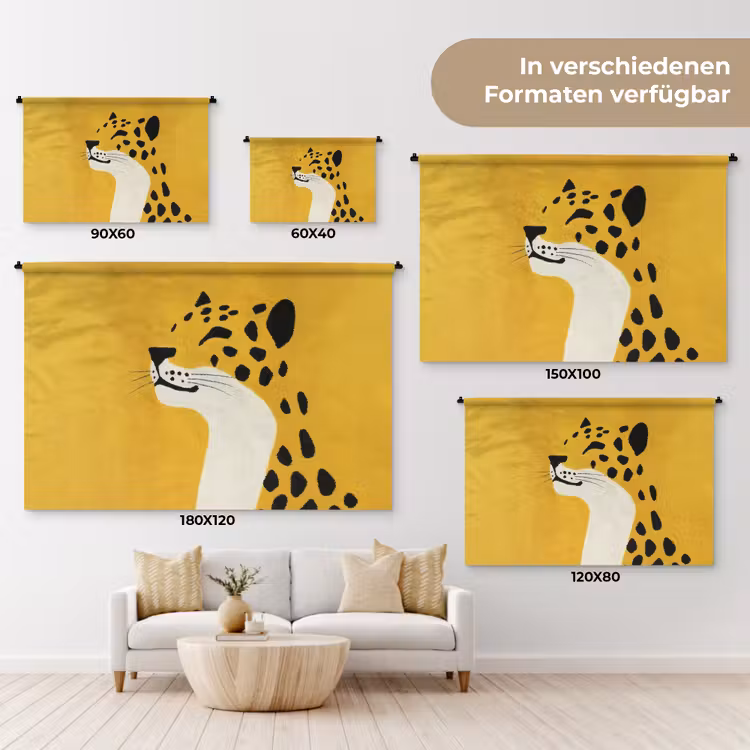 Cheetah - Illustratie - Geel Wandkleed katoen klein -tsfeer8_DE