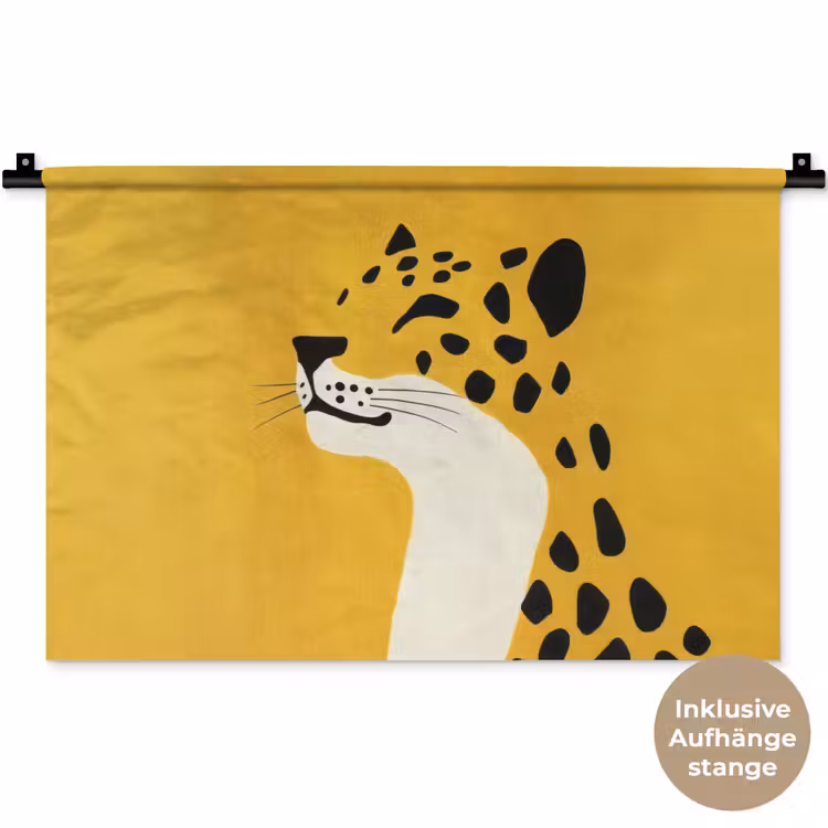 Cheetah - Illustratie - Geel Wandkleed katoen klein -t3d_DE
