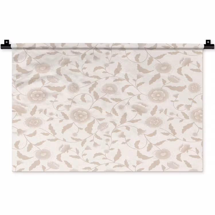 Sierlijk - Bloemen - Beige Wandkleed katoen klein 269 -zz3d
