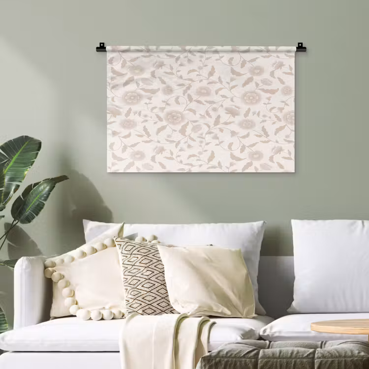 Sierlijk - Bloemen - Beige Wandkleed katoen klein 269 -sfeer7