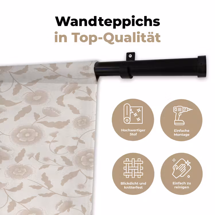 Sierlijk - Bloemen - Beige Wandkleed katoen klein 269 -tsfeer2_DE