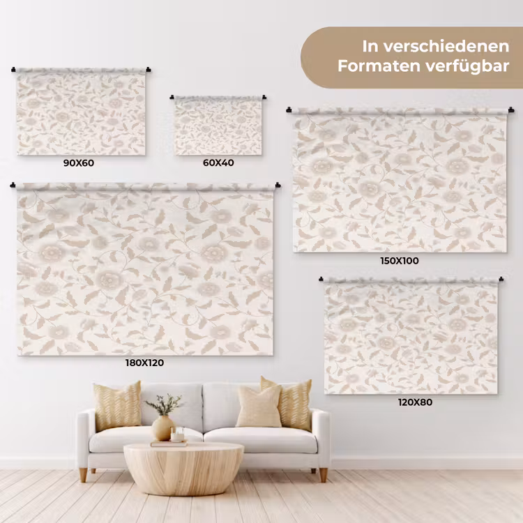 Sierlijk - Bloemen - Beige Wandkleed katoen klein 269 -tsfeer8_DE