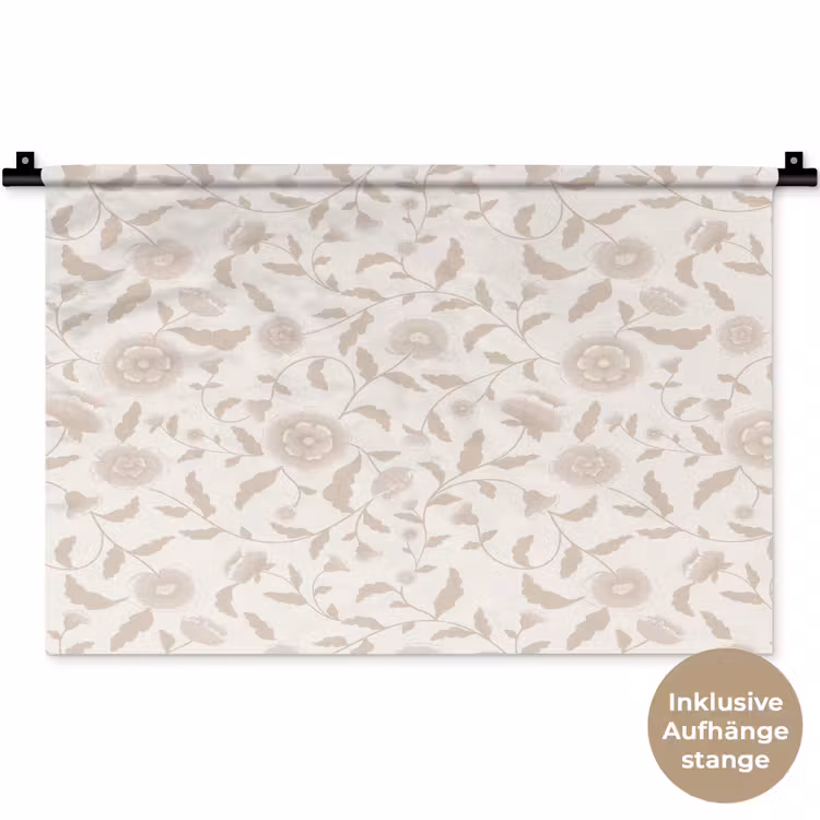 Sierlijk - Bloemen - Beige Wandkleed katoen klein 269 -t3d_DE
