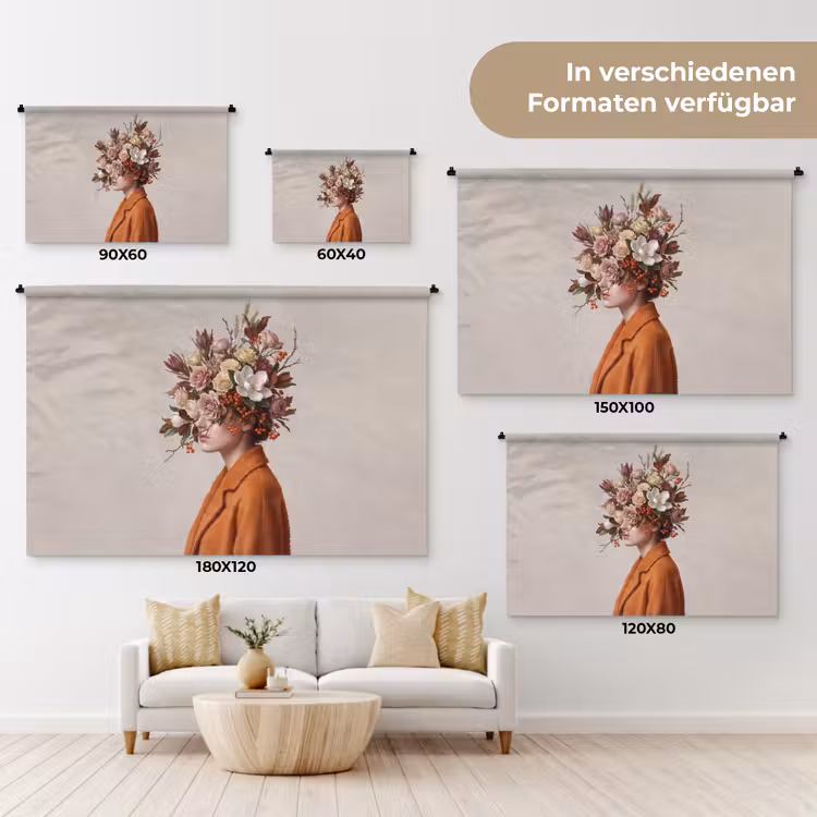 Gezicht - Boeket - Kleurrijk Wandkleed katoen klein -tsfeer8_DE