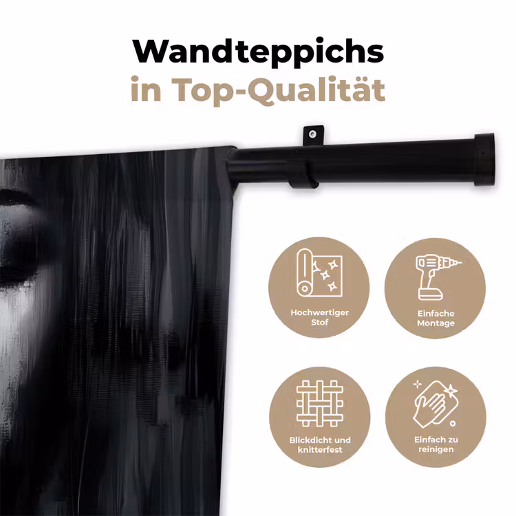 Gezicht - Vrouw - Penseelstreken - Abstract Wandkleed katoen klein -tsfeer2_DE