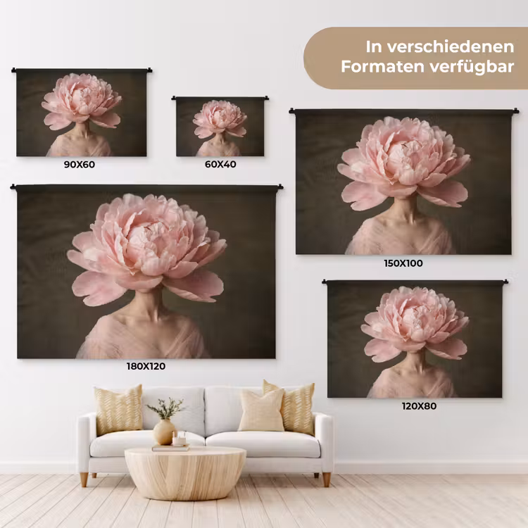 Gezicht - Roos - Roze Wandkleed katoen klein -tsfeer8_DE