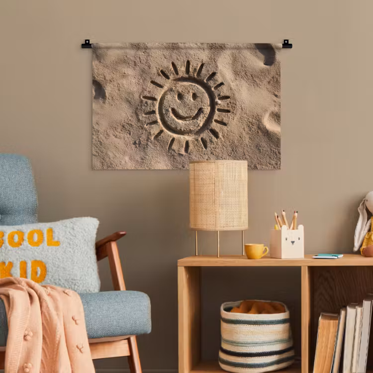 Gezichtje - Zon - Zand - Getekend Wandkleed katoen klein -wsfeer4_kind