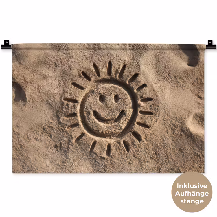 Gezichtje - Zon - Zand - Getekend Wandkleed katoen klein -t3d_DE
