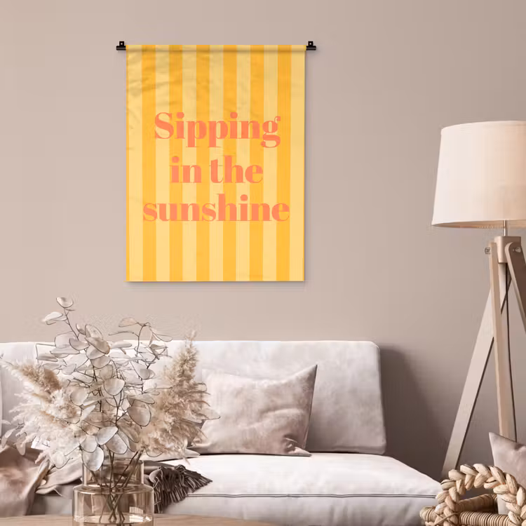 Gestreept - Geel - Sunshine - Letters Wandkleed katoen klein -sfeer4